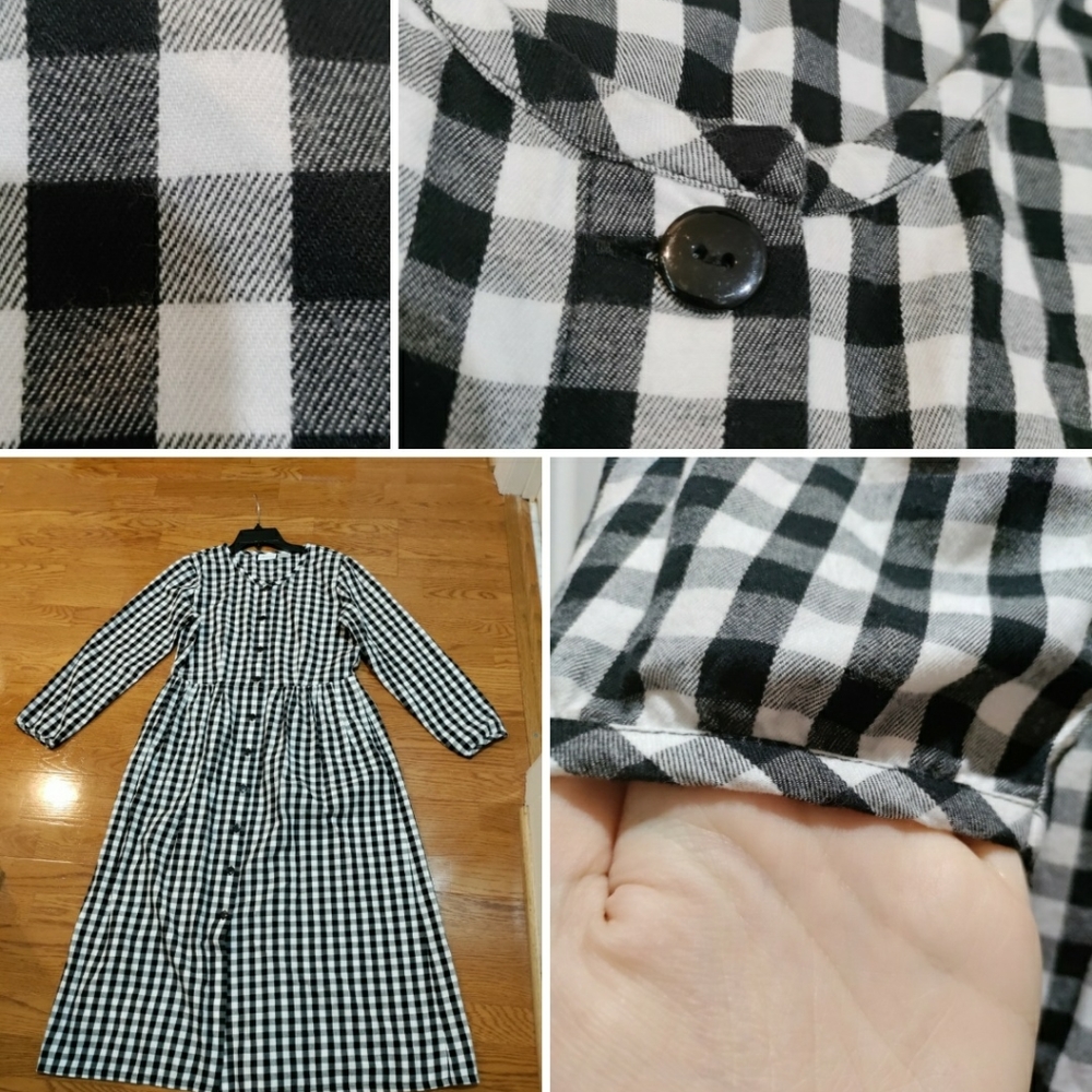 Beautiful Vermont country store black/white buffalo check dress with pockets!